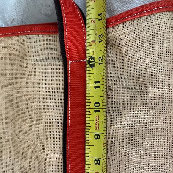 Lands’ End Rare Straw Orange Canvas Large Tote 14 x 16 Beach Coastal Classic 90s - Picture 7 of 9